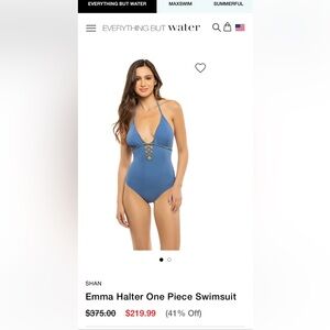NWT Everything but Water Emma Halter One Piece Swimsuit - Size 10